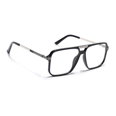 EyeJack Titex Shine Black & Silver Wayfarer Eyeglasses for Men & Women (18901CL250-C2)