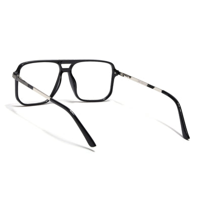 EyeJack Titex Shine Black & Silver Wayfarer Eyeglasses for Men & Women (18901CL250-C2)