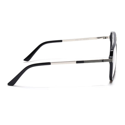 EyeJack Titex Shine Black & Silver Wayfarer Eyeglasses for Men & Women (18901CL250-C2)