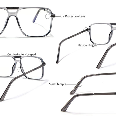 EyeJack Titex Shine Grey Wayfarer Eyeglasses for Men & Women (18901CL253-C5)