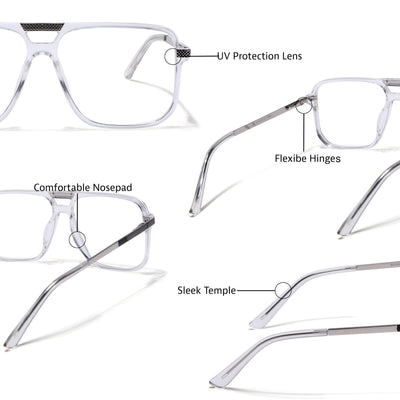 EyeJack Titex Transparent Wayfarer Eyeglasses for Men & Women (18901CL255-C7)