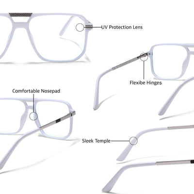 EyeJack Titex White Wayfarer Eyeglasses for Men & Women (18901CL256-C8)