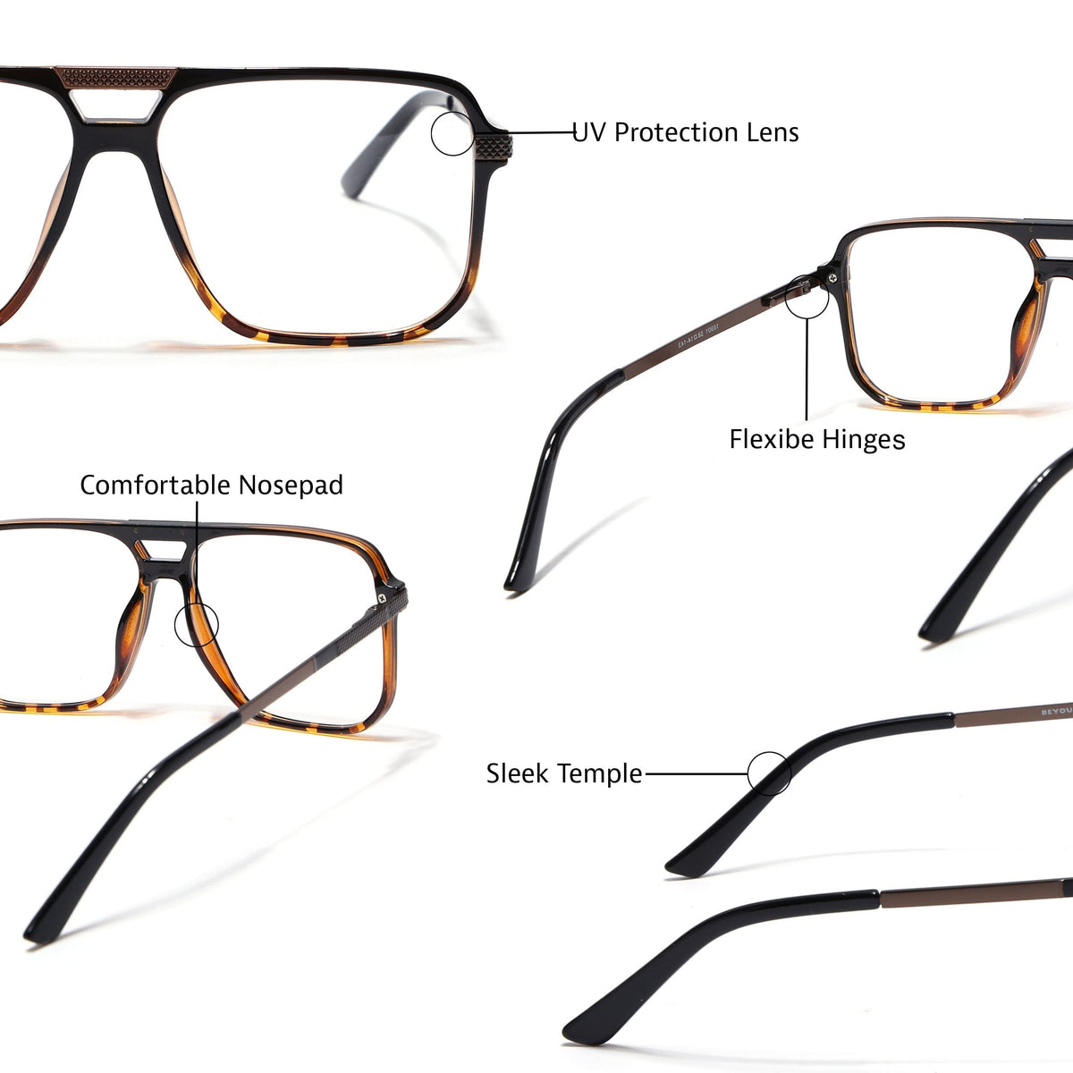 EyeJack Titex Demi Brown Wayfarer Eyeglasses for Men & Women (18901CL259-C11)