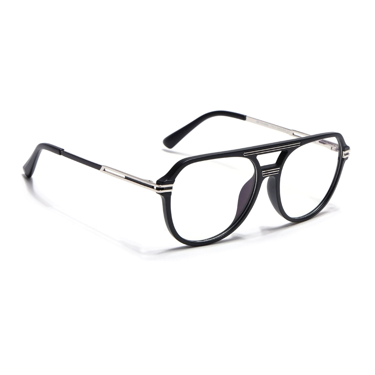 EyeJack Titex Matt Black & Silver Wayfarer Eyeglasses for Men & Women (18902CL260-C1)