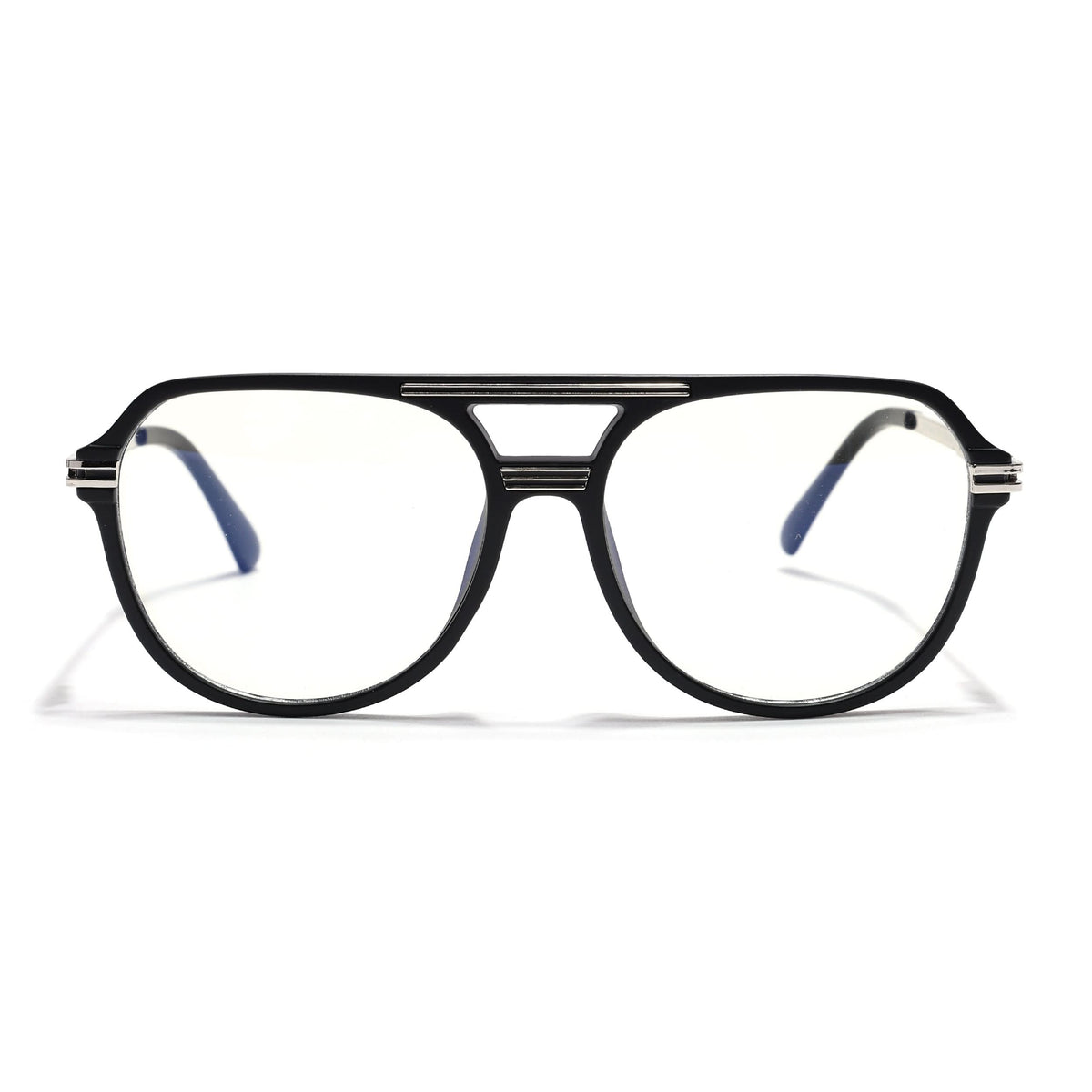 EyeJack Titex Matt Black & Silver Wayfarer Eyeglasses for Men & Women (18902CL260-C1)