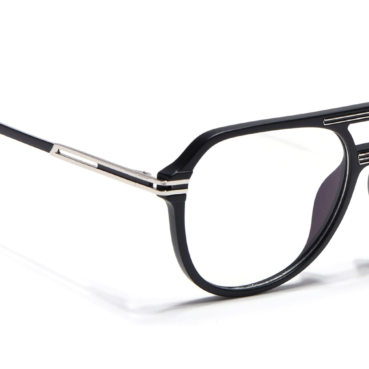 EyeJack Titex Matt Black & Silver Wayfarer Eyeglasses for Men & Women (18902CL260-C1)