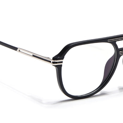 EyeJack Titex Matt Black & Silver Wayfarer Eyeglasses for Men & Women (18902CL260-C1)
