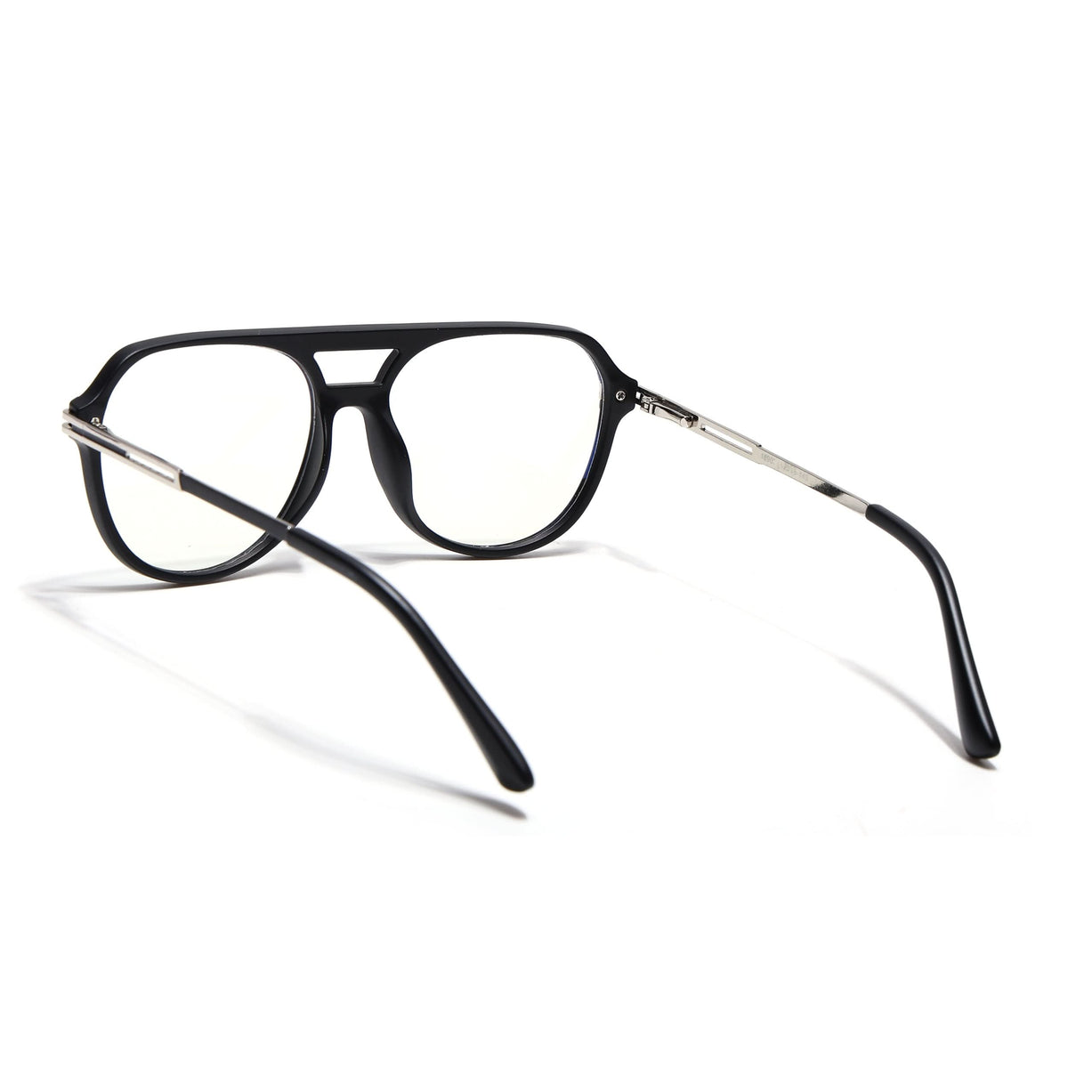 EyeJack Titex Matt Black & Silver Wayfarer Eyeglasses for Men & Women (18902CL260-C1)