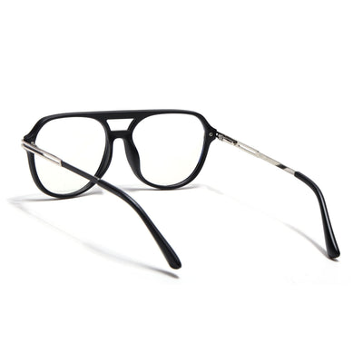 EyeJack Titex Matt Black & Silver Wayfarer Eyeglasses for Men & Women (18902CL260-C1)