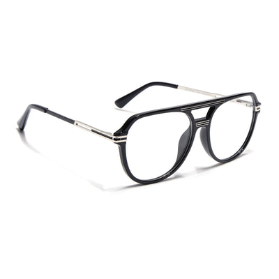 EyeJack Titex Shine Black & Silver Wayfarer Eyeglasses for Men & Women (18902CL261-C2)