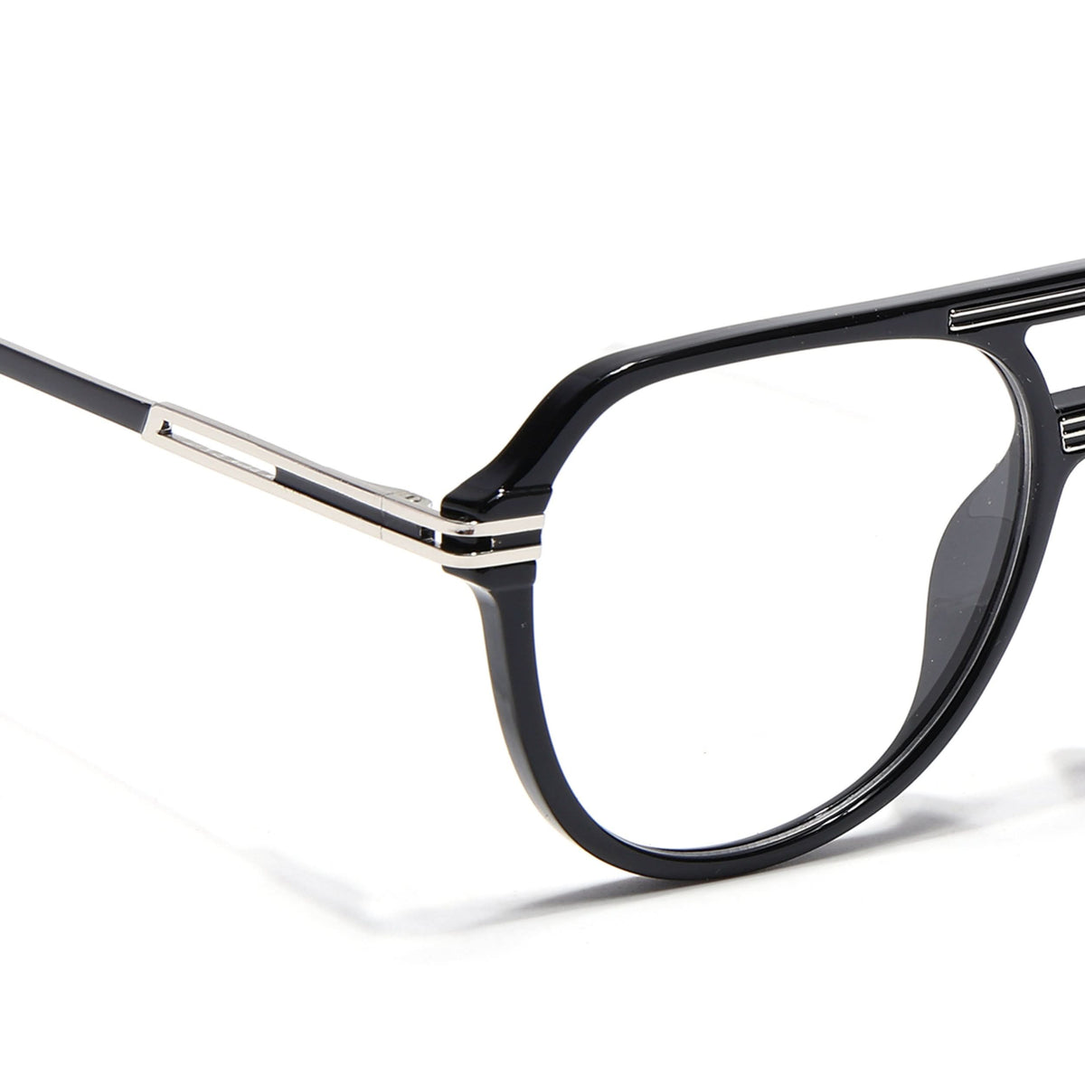 EyeJack Titex Shine Black & Silver Wayfarer Eyeglasses for Men & Women (18902CL261-C2)