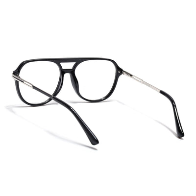 EyeJack Titex Shine Black & Silver Wayfarer Eyeglasses for Men & Women (18902CL261-C2)