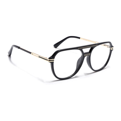 EyeJack Titex Shine Black & Golden Wayfarer Eyeglasses for Men & Women (18902CL262-C3)