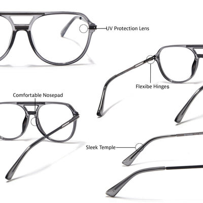 EyeJack Titex Shine Grey Wayfarer Eyeglasses for Men & Women (18902CL264-C5)