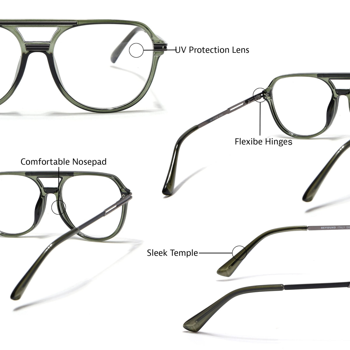 EyeJack Titex Green Wayfarer Eyeglasses for Men & Women (18902CL267-C8)