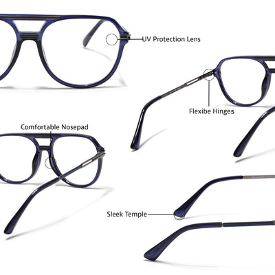 EyeJack Titex Blue Wayfarer Eyeglasses for Men & Women (18902CL268-C9)