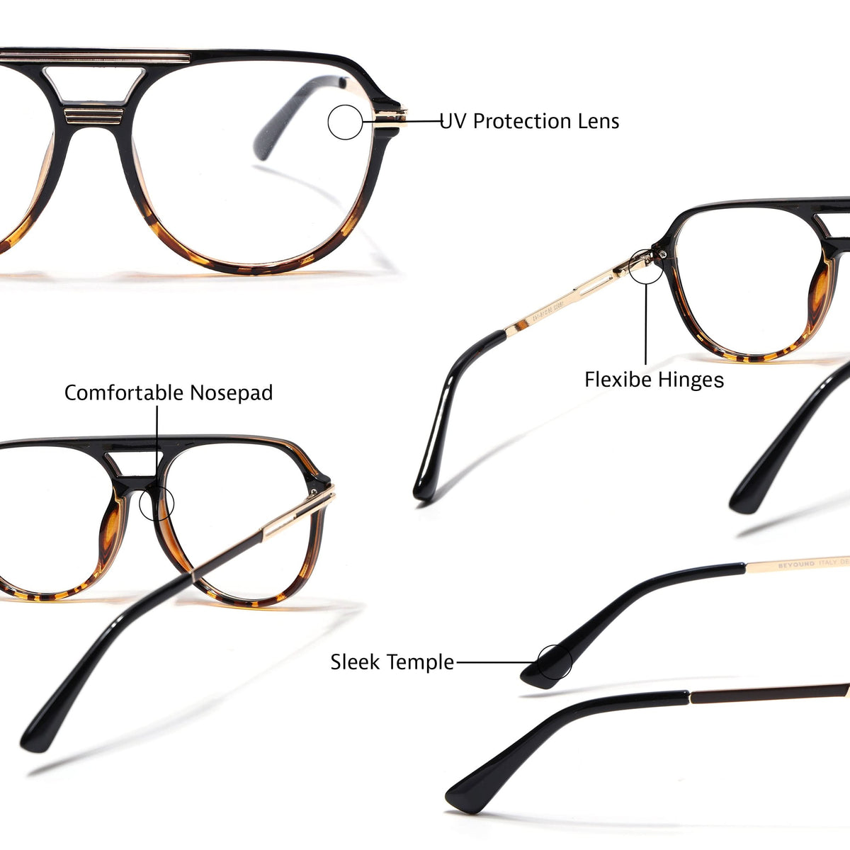 EyeJack Titex Demi Brown Wayfarer Eyeglasses for Men & Women (18902CL269-C10)