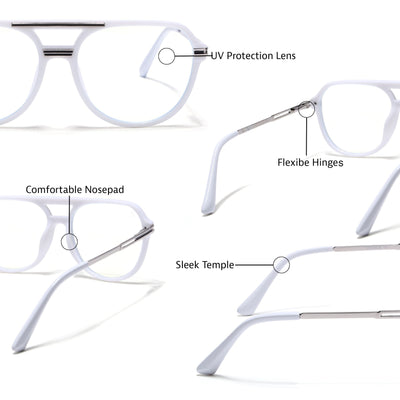 EyeJack Titex White Wayfarer Eyeglasses for Men & Women (18902CL347-C11)
