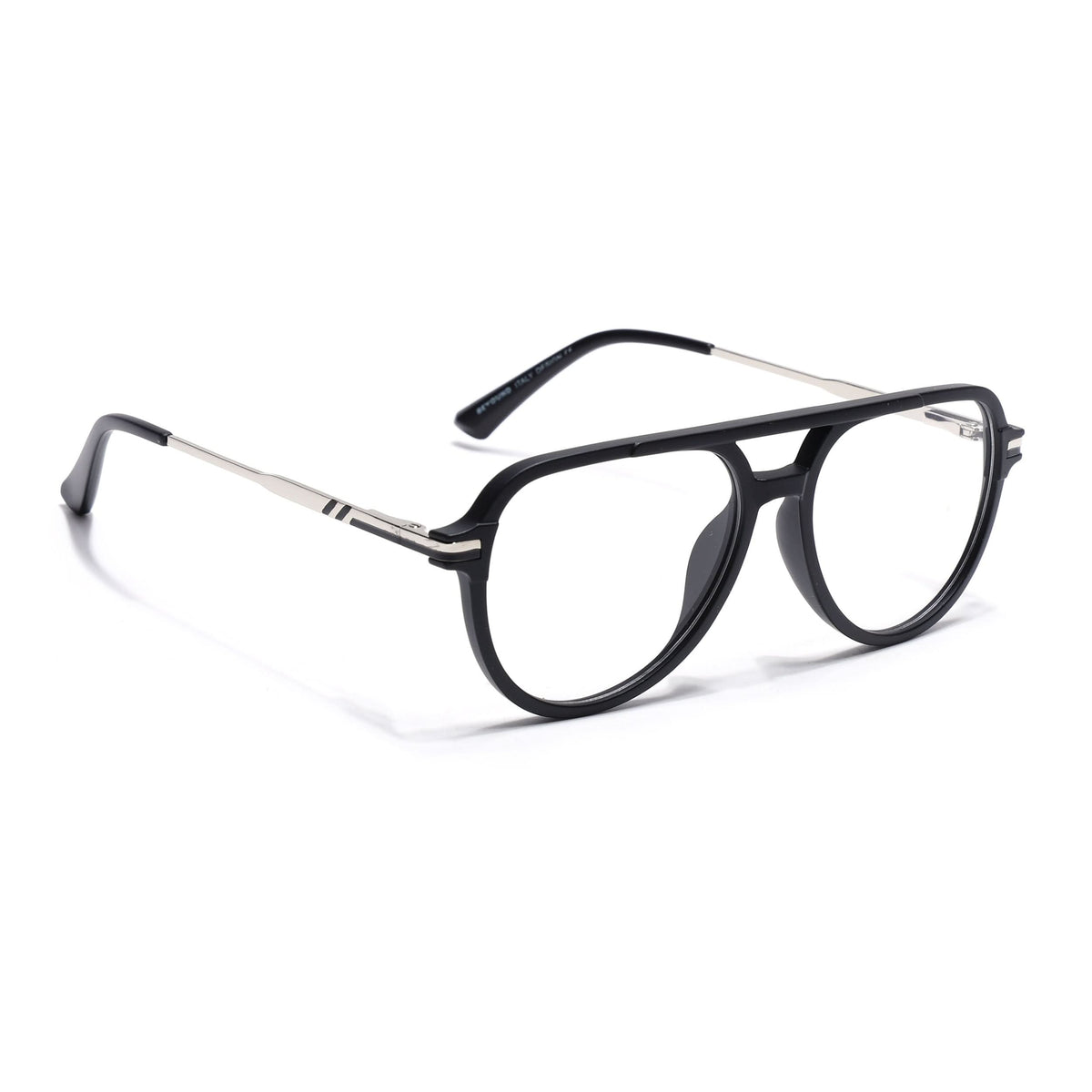 EyeJack Titex Matt Black & Silver Wayfarer Eyeglasses for Men & Women (18903CL348-C1)