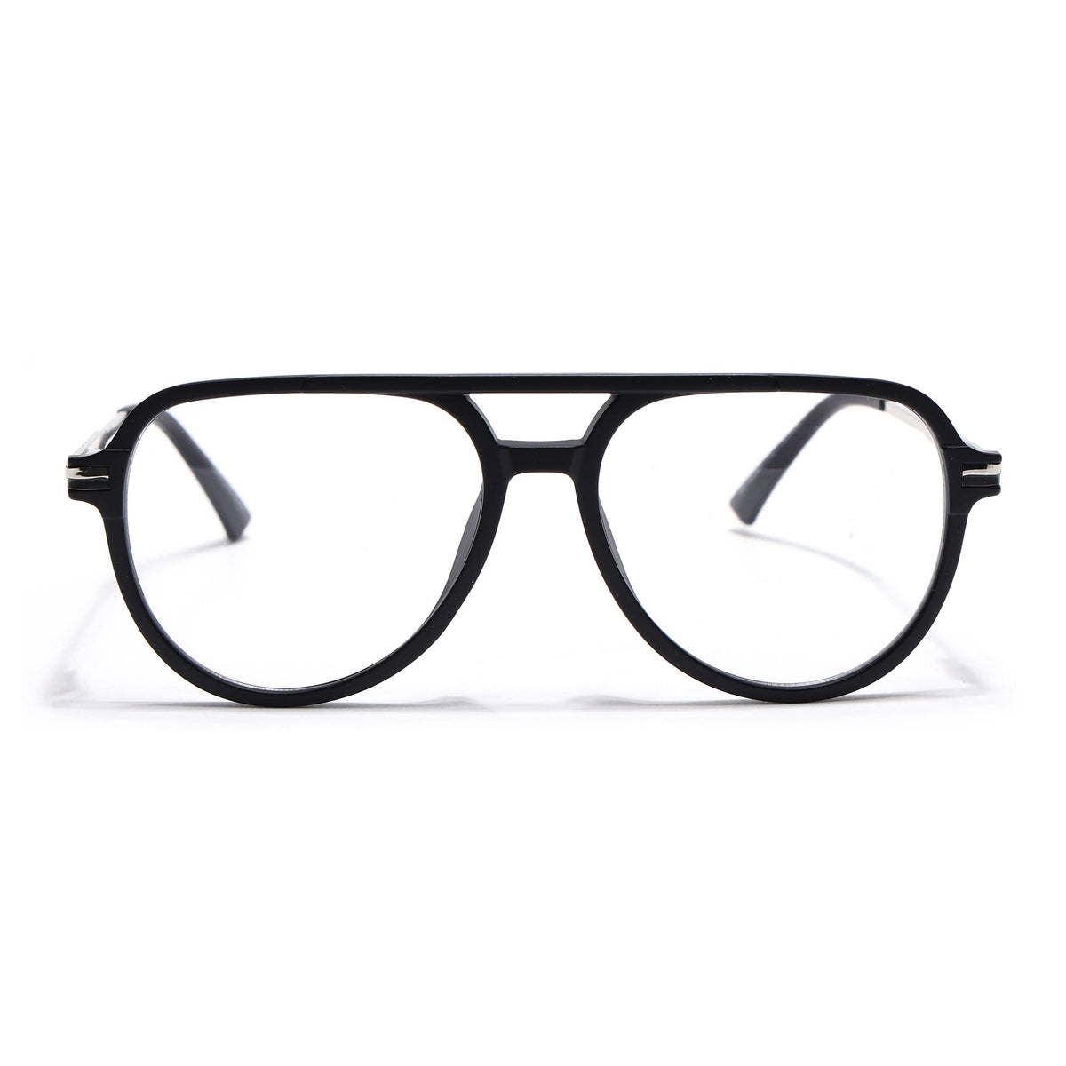 EyeJack Titex Matt Black & Silver Wayfarer Eyeglasses for Men & Women (18903CL348-C1)