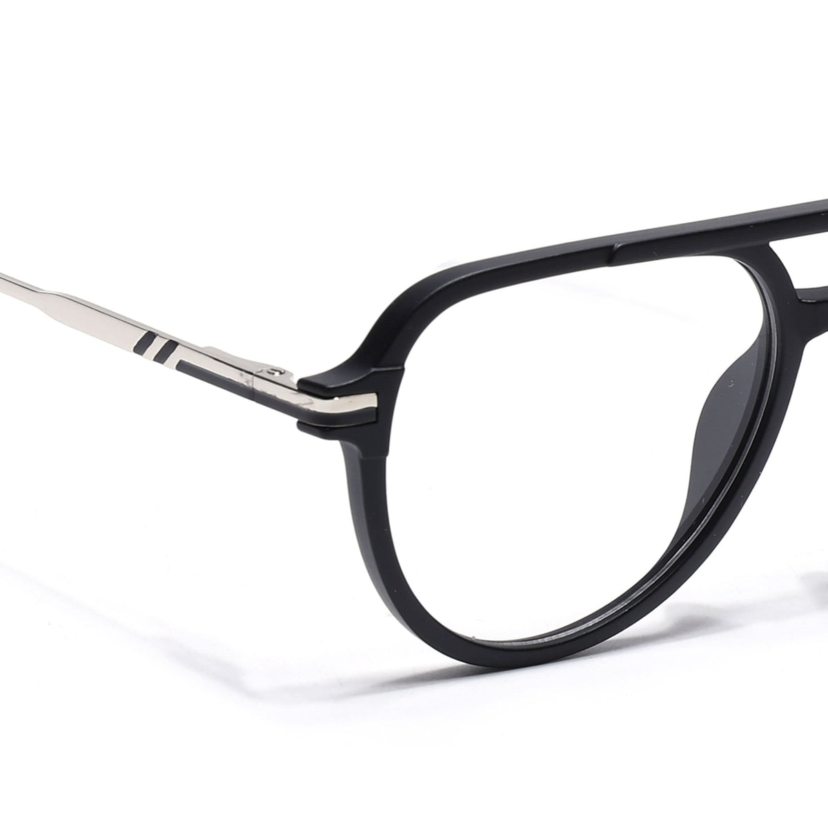 EyeJack Titex Matt Black & Silver Wayfarer Eyeglasses for Men & Women (18903CL348-C1)