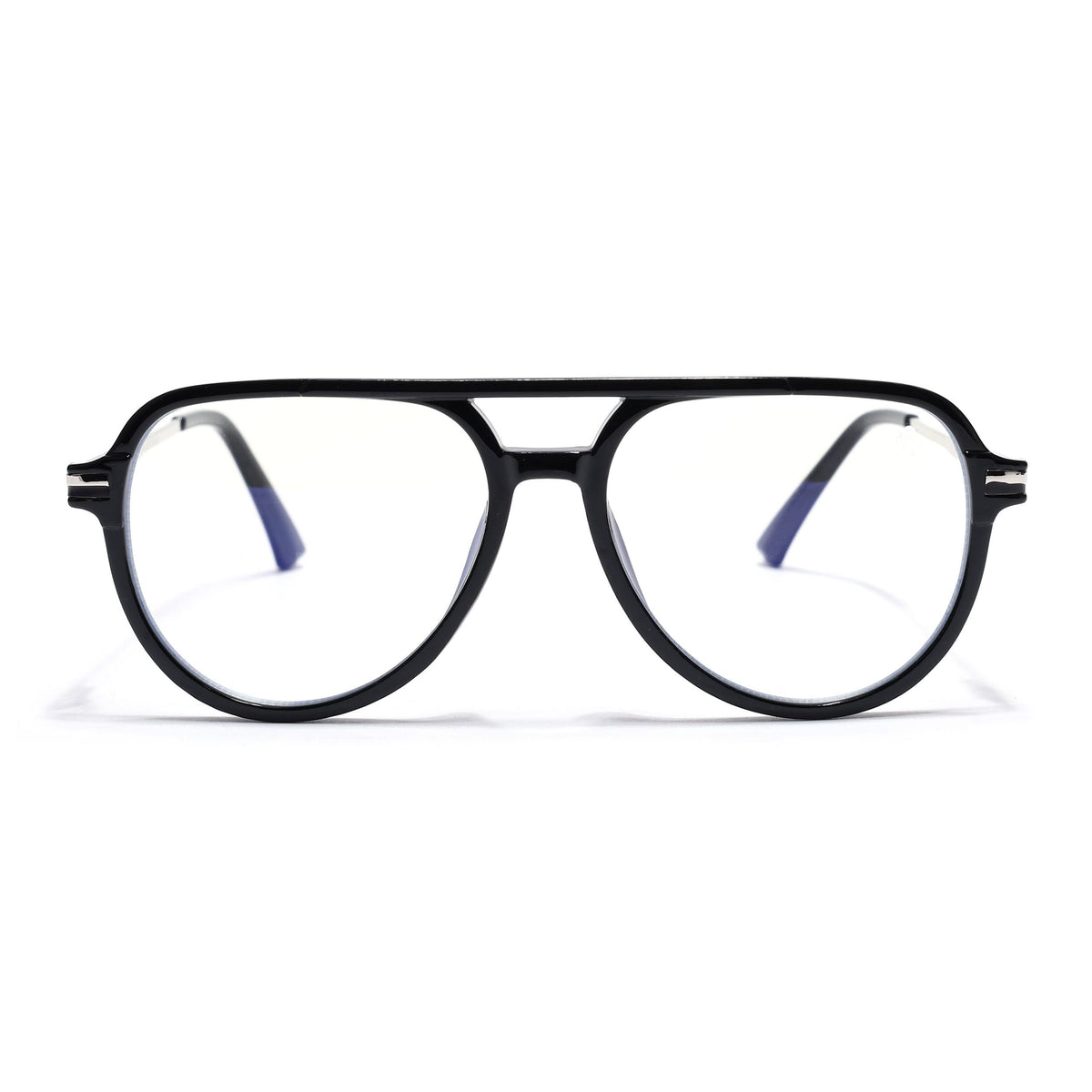 EyeJack Titex Shine Black & Silver Wayfarer Eyeglasses for Men & Women (18903CL349-C2)