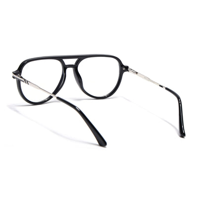 EyeJack Titex Shine Black & Silver Wayfarer Eyeglasses for Men & Women (18903CL349-C2)