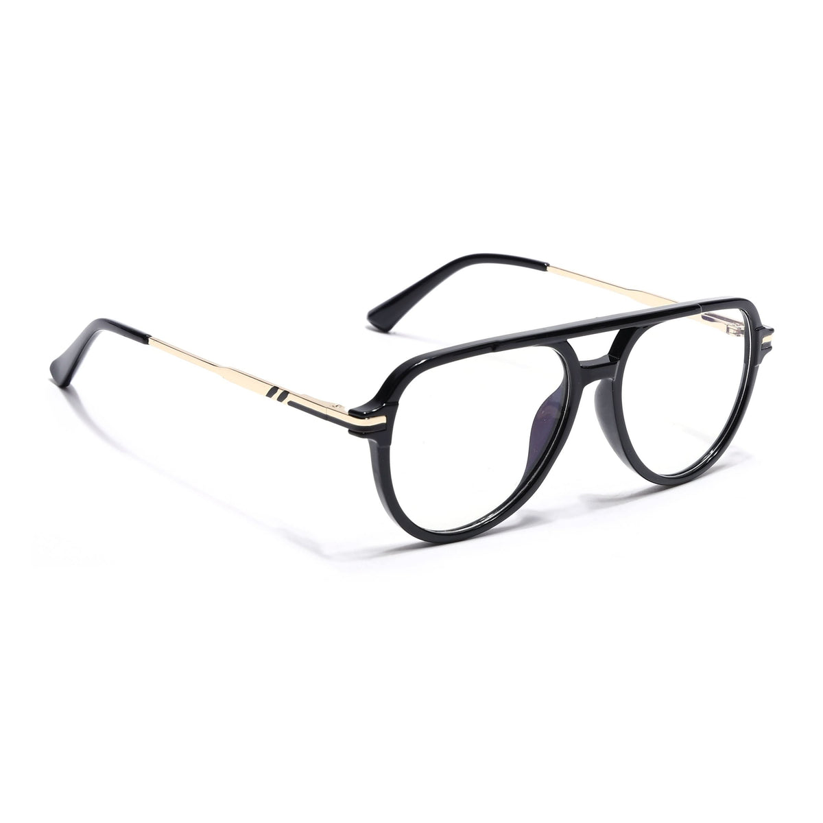 EyeJack Titex Shine Black & Golden Wayfarer Eyeglasses for Men & Women (18903CL350-C3)