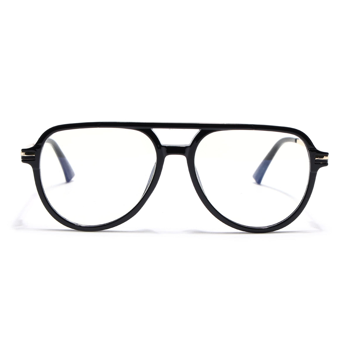 EyeJack Titex Shine Black & Golden Wayfarer Eyeglasses for Men & Women (18903CL350-C3)