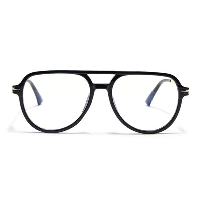 EyeJack Titex Shine Black & Golden Wayfarer Eyeglasses for Men & Women (18903CL350-C3)