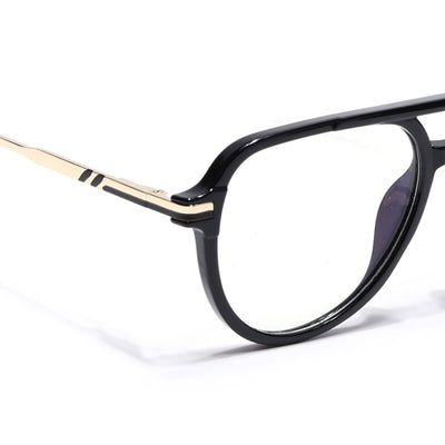 EyeJack Titex Shine Black & Golden Wayfarer Eyeglasses for Men & Women (18903CL350-C3)