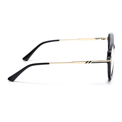 EyeJack Titex Shine Black & Golden Wayfarer Eyeglasses for Men & Women (18903CL350-C3)