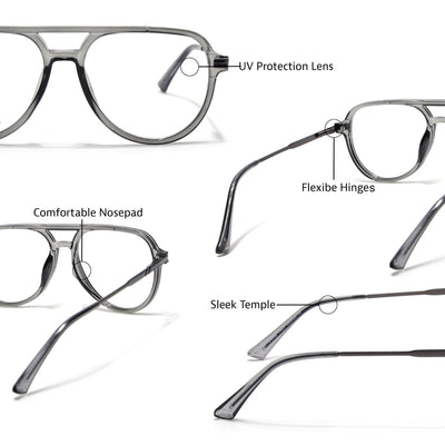 EyeJack Titex Shine Grey Wayfarer Eyeglasses for Men & Women (18903CL352-C5)
