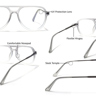 EyeJack Titex Matt Grey Wayfarer Eyeglasses for Men & Women (18903CL353-C6)