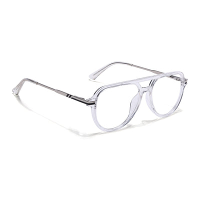 EyeJack Titex Transparent & Silver Wayfarer Eyeglasses for Men & Women (18903CL354-C7)
