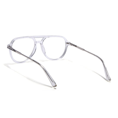 EyeJack Titex Transparent & Silver Wayfarer Eyeglasses for Men & Women (18903CL354-C7)