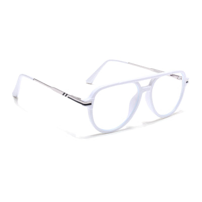 EyeJack Titex White & Silver Wayfarer Eyeglasses for Men & Women (18903CL355-C8)