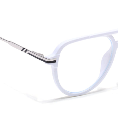 EyeJack Titex White & Silver Wayfarer Eyeglasses for Men & Women (18903CL355-C8)