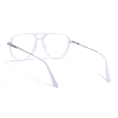EyeJack Titex White & Silver Wayfarer Eyeglasses for Men & Women (18903CL355-C8)