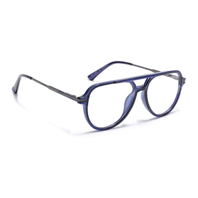 EyeJack Titex Blue & Silver Wayfarer Eyeglasses for Men & Women (18903CL357-C10)