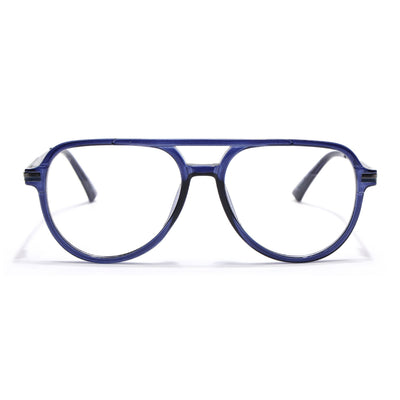 EyeJack Titex Blue & Silver Wayfarer Eyeglasses for Men & Women (18903CL357-C10)