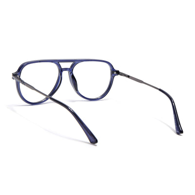 EyeJack Titex Blue & Silver Wayfarer Eyeglasses for Men & Women (18903CL357-C10)