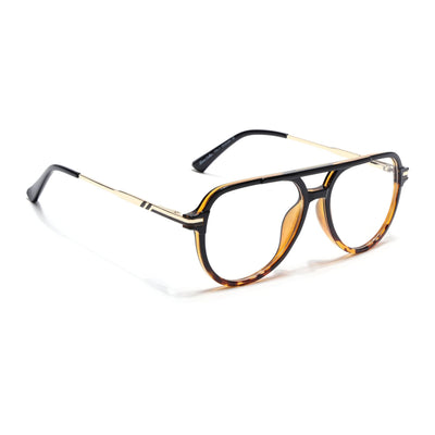EyeJack Titex Demi Brown & Golden Wayfarer Eyeglasses for Men & Women (18903CL358-C11)