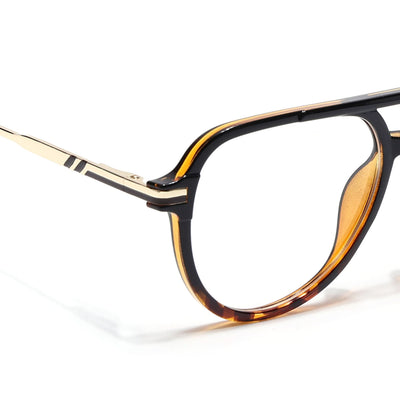 EyeJack Titex Demi Brown & Golden Wayfarer Eyeglasses for Men & Women (18903CL358-C11)