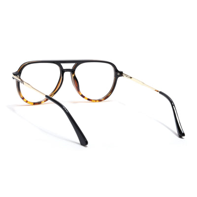 EyeJack Titex Demi Brown & Golden Wayfarer Eyeglasses for Men & Women (18903CL358-C11)