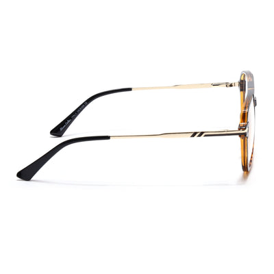 EyeJack Titex Demi Brown & Golden Wayfarer Eyeglasses for Men & Women (18903CL358-C11)