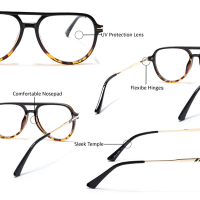 EyeJack Titex Demi Brown & Golden Wayfarer Eyeglasses for Men & Women (18903CL358-C11)