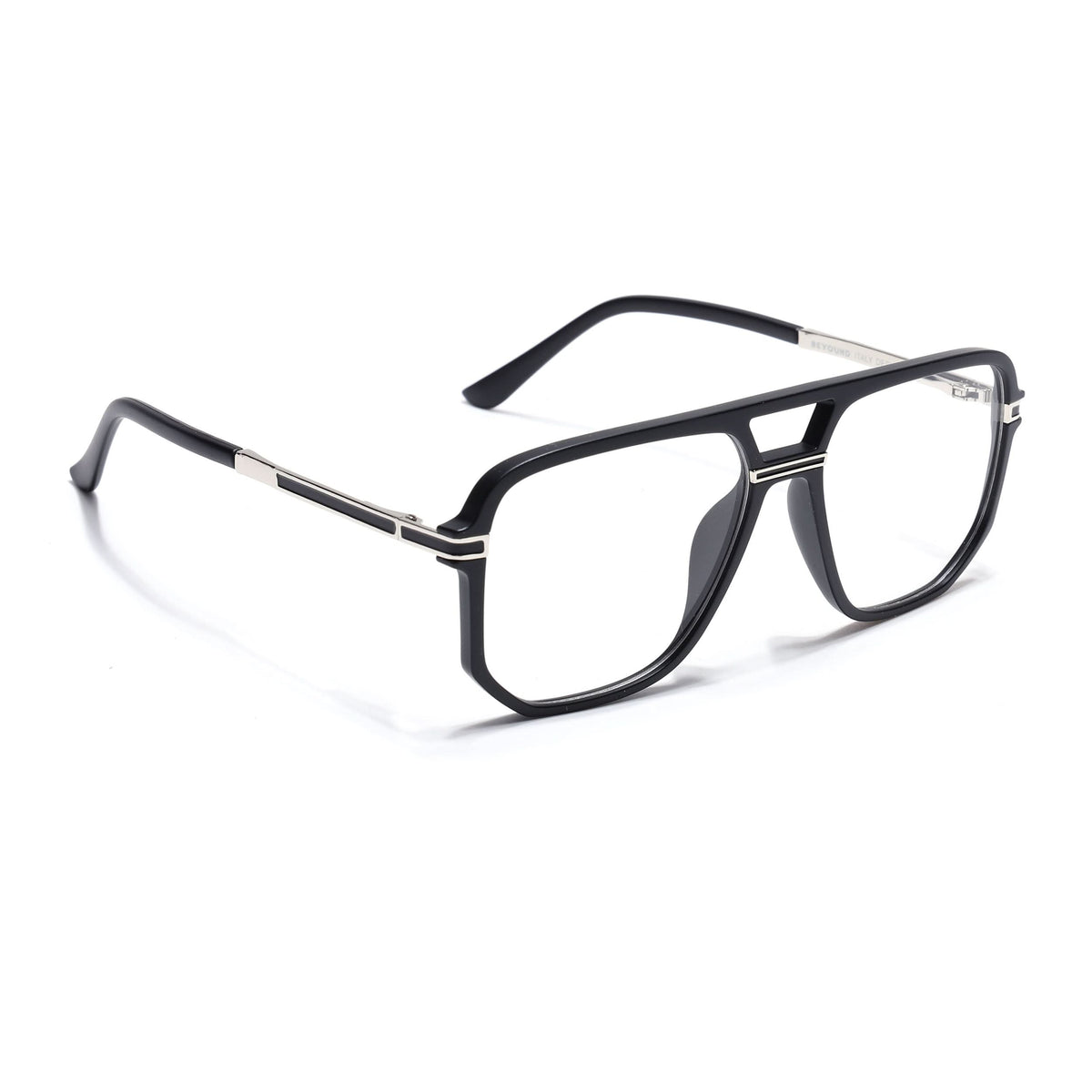 EyeJack Titex Matt Black & Silver Wayfarer Eyeglasses for Men & Women (18904CL270-C1)