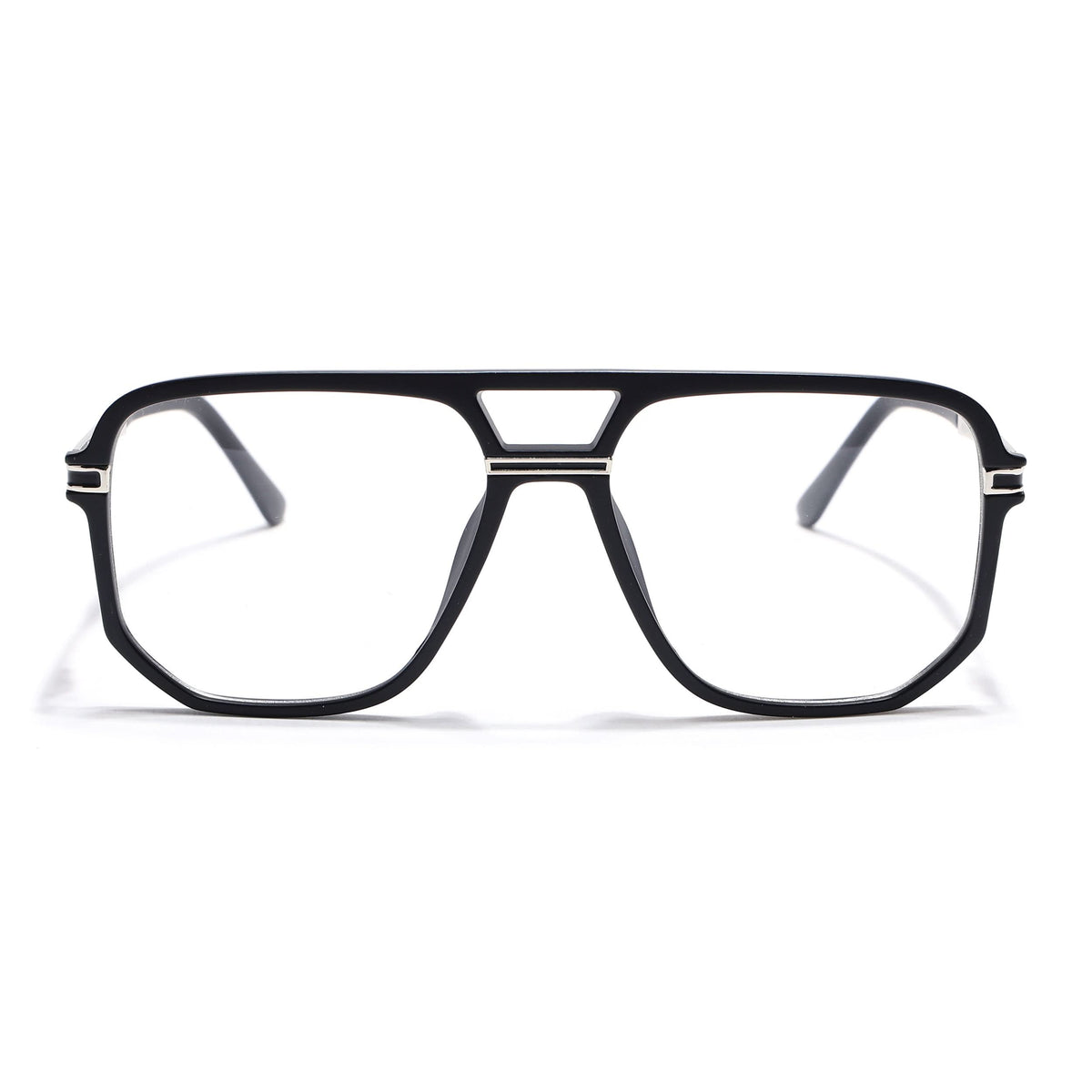 EyeJack Titex Matt Black & Silver Wayfarer Eyeglasses for Men & Women (18904CL270-C1)