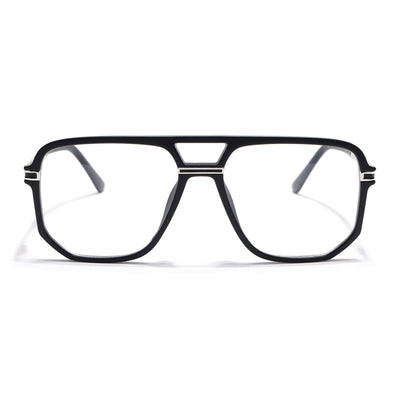 EyeJack Titex Matt Black & Silver Wayfarer Eyeglasses for Men & Women (18904CL270-C1)